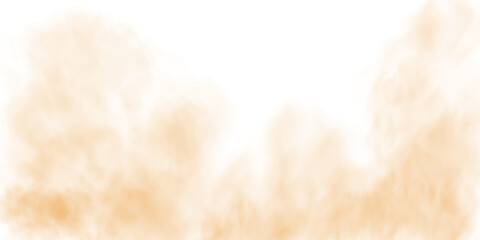 Fototapeta premium Yellow fog in slow motion. Realistic atmospheric yellow smoke. Yellow fume slowly floating rises up. PNG. 