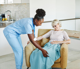 nurse senior woman home care patient elderly health retirement caregiver assistance nursing old...