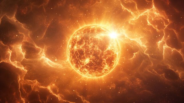 A fiery, glowing orb surrounded by swirling energy, a visual representation of power and intensity.