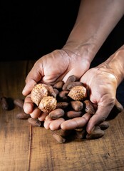 Hands holding bunya nuts