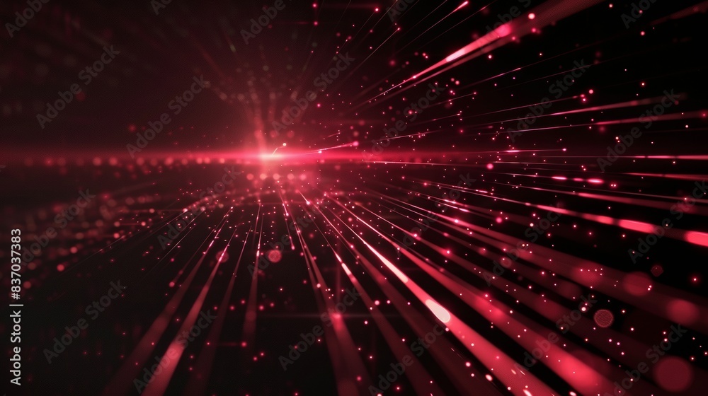 Wall mural abstract red laser beam light. a stunning visual of a red laser beam cutting through a dark space, h