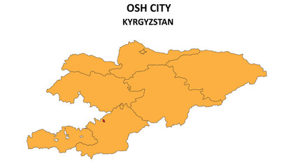 Obraz premium Osh City Map in Kyrgyzstan. Vector Map of Kyrgyzstan. Regions map of Kyrgyzstan.