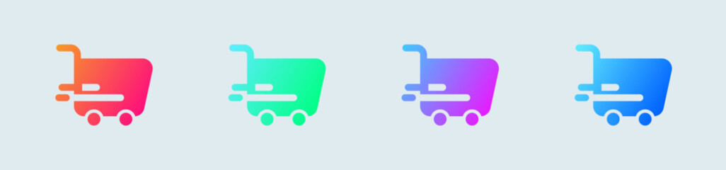 Fototapeta premium Shopping cart solid icon in gradient colors. Buy signs vector illustration.
