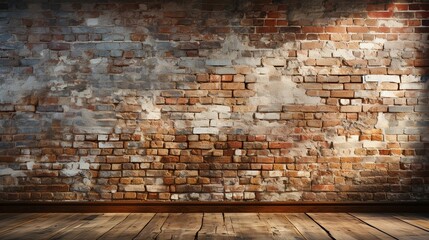 A textured brick wall with mortar joints and worn edges, offering a timeless and classic background that adds character and depth to architectural renderings and urban photography. Minimal and Simple,