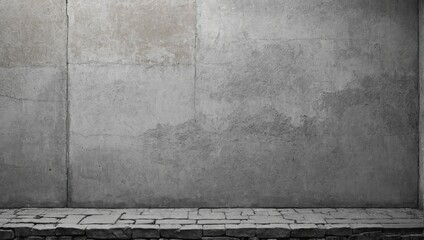 Concrete stone grunge wall room interior with wooden floor and cement wall