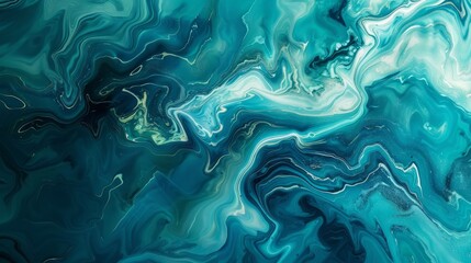 Obraz premium Abstract background featuring fluid art in vibrant blues and greens