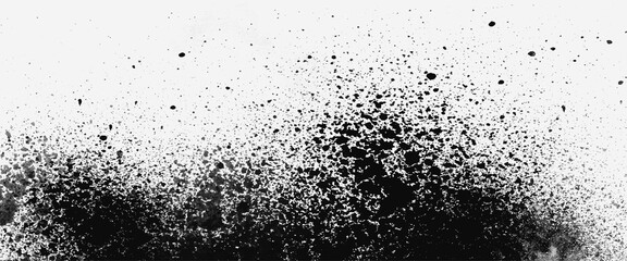 Vector black ink splatter on white abstract grey and white dark paint splatter grunge black powder explosion.