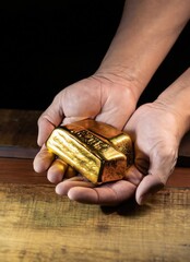 hands holding gold nuggets
