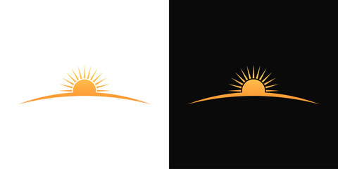 Sunrise sunset sun logo vector horizon sun shine sun light symbol