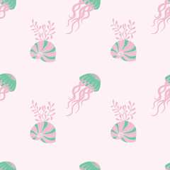Vector Seamless Pattern with Jellyfish.
