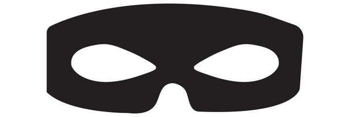 Transparent PNG available
Mask superhero carnival villain or burglar vector icon. Collection of Black flat masquerade costume eye mask silhouette hidden face. Incognito theatre party masque shape clip