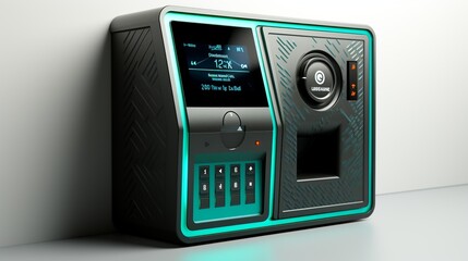 Obraz premium A detailed shot of a biometric security system with fingerprint scanners and facial recognition technology, providing advanced access control and identity verification. Minimal and Simple,