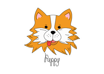 Cute funny puppy. Cartoon corgi dog. Cheerful pet. Vector illustration on isolated background.