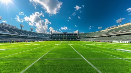 Obraz premium Green football field, perfectly maintained and ready for a championship match