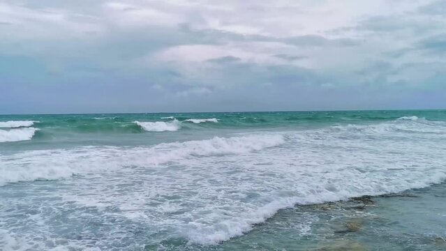 Hurricane Playa del Carmen beach Mexico extremely high tsunami waves.