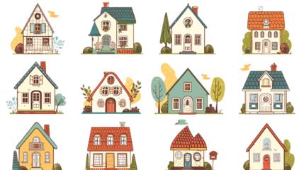 A set of vintage house graphics for web & design.