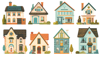 A set of vintage house graphics for web & design.