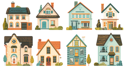 A set of vintage house graphics for web & design.