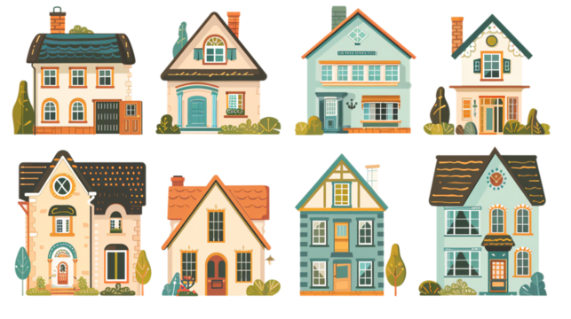 A set of vintage house graphics for web & design.