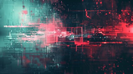 Fototapeta premium A digital glitch background with a dark, moody color palette. Flickering static