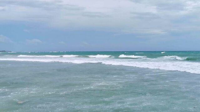 Hurricane Playa del Carmen beach Mexico extremely high tsunami waves.