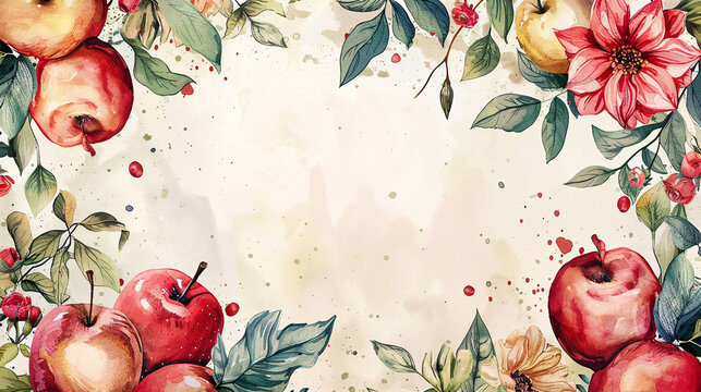 Personalized planner with apple and pear graphics and floral borders