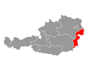 Austria of Burgenland map symbol shape, travel web flat concept icon symbol vector illustration