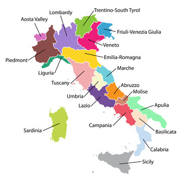 Italy map region symbol shape, travel web flat concept icon web vector illustration
