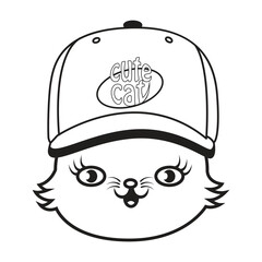 outline of a cat's head wearing a hat