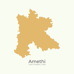 Obraz premium Amethi district map, Uttar Pradesh state map, India. Vector, illustration.