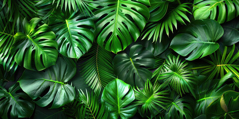 Fototapeta premium Close-up of Lush Green Leaves background, generative ai