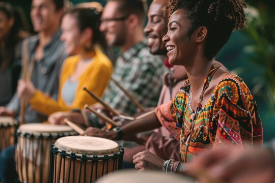 Diverse Team Building Drumming Workshop Promoting Unity, Rhythm, and Harmony
