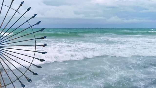 Hurricane Playa del Carmen beach Mexico extremely high tsunami waves.