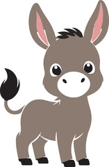 donkey cartoon Silhouette on White Background , animals, vector , colorful donkey .
