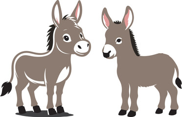 donkey cartoon Silhouette on White Background , animals, vector , colorful donkey .