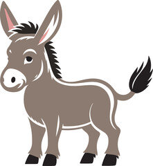 donkey cartoon Silhouette on White Background , animals, vector , colorful donkey .