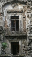 Fototapeta premium Ruins, wilderness, growing ruins, natural regeneration, depressed economy, old, desolate, 4k HD wallpaper, background,