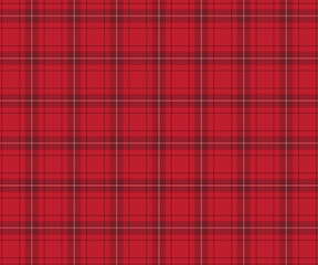 Plaid pattern, red, black, white, seamless for textiles, and for designing clothing, skirts, pants or decorative fabric. Vector illustration.