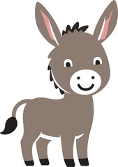 donkey cartoon Silhouette on White Background , animals, vector , colorful donkey .