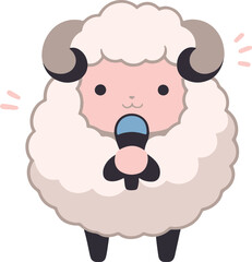 a cute sheep is standing on one foot and eating an ice