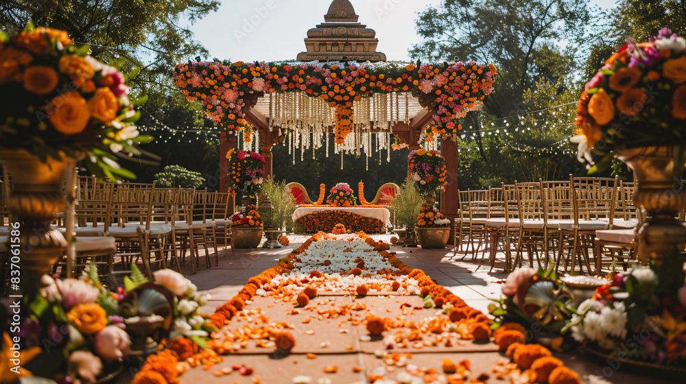 Wall mural traditional hindu wedding ceremony with cultural elements and decorations