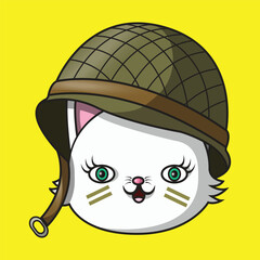 cat head wearing a soldier's hat