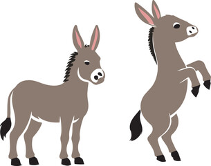donkey cartoon Silhouette on White Background , animals, vector , colorful donkey .