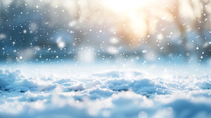 blurred background of snow falling. Illuminated bokeh snow falling background. AI generated