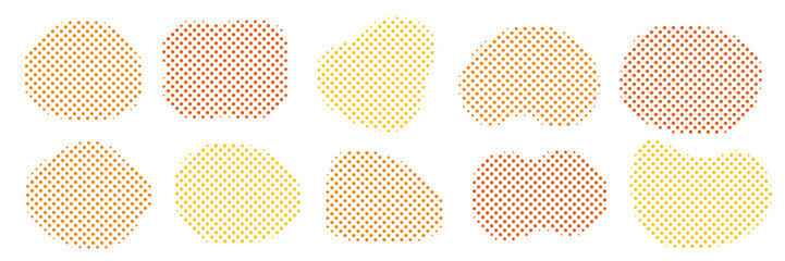 シェイプ　オレンジ　黄色　水玉　あしらい　セット