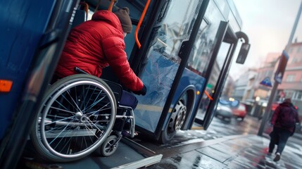 The wheelchair-accessible bus ramp