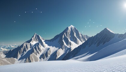 snow mountain landscape with magical sky