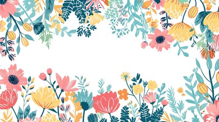 Obraz premium Vibrant Floral Border Design with Blank Space for Mother s Day Greeting Card or Invitation