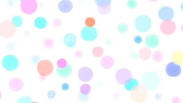 Watercolor Gradient Colored Polka Dots Looped Animation on White Background