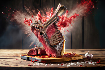 raw meat on a wooden table